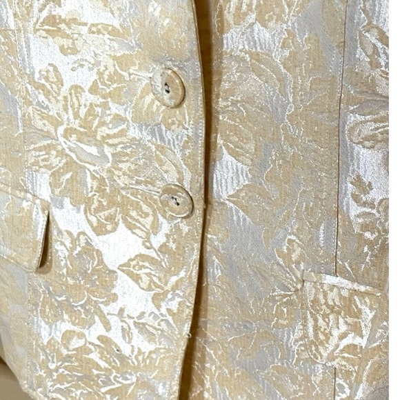 AMERICAN EXCHANGE Elegance Eloise Vintage Floral Brocade Ivory-Cream Blazer Sz L - Picture 3 of 6